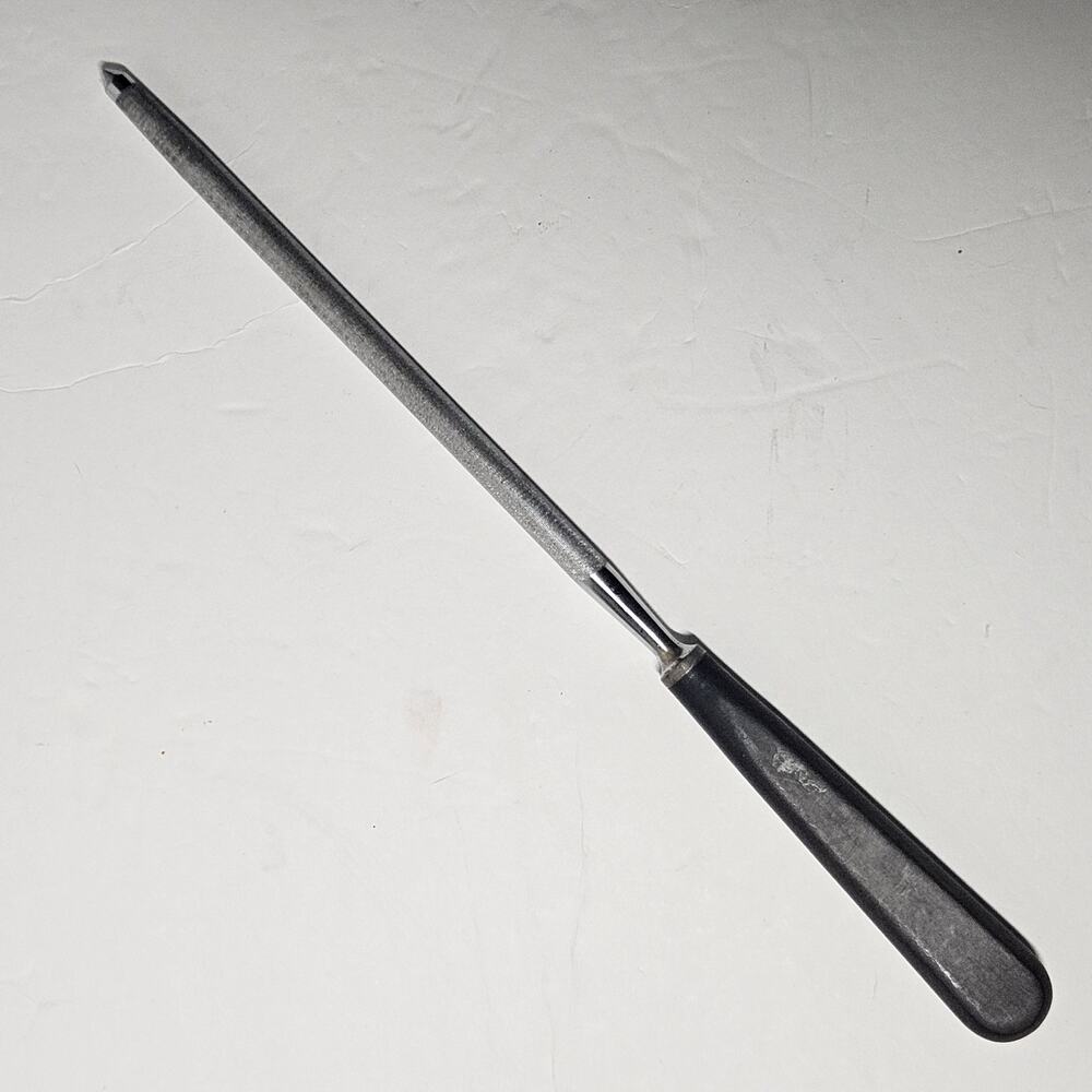 Vintage Black Handle Diamond Coated Knife Sharpening Steel Honing Rod